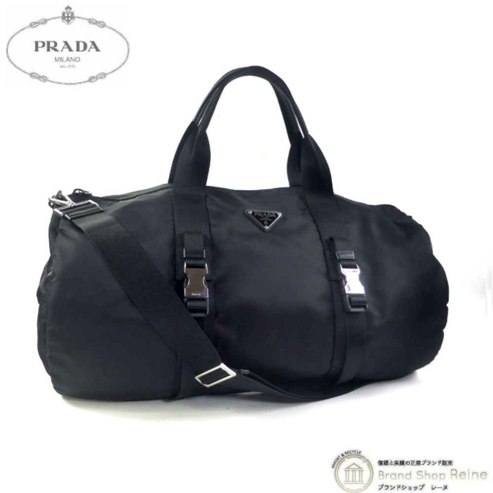 Prada Tessuto Saffiano Duffle Bag Boston Nero Black
